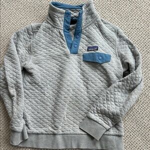 Patagonia Quilted Gray and Blue Pullover